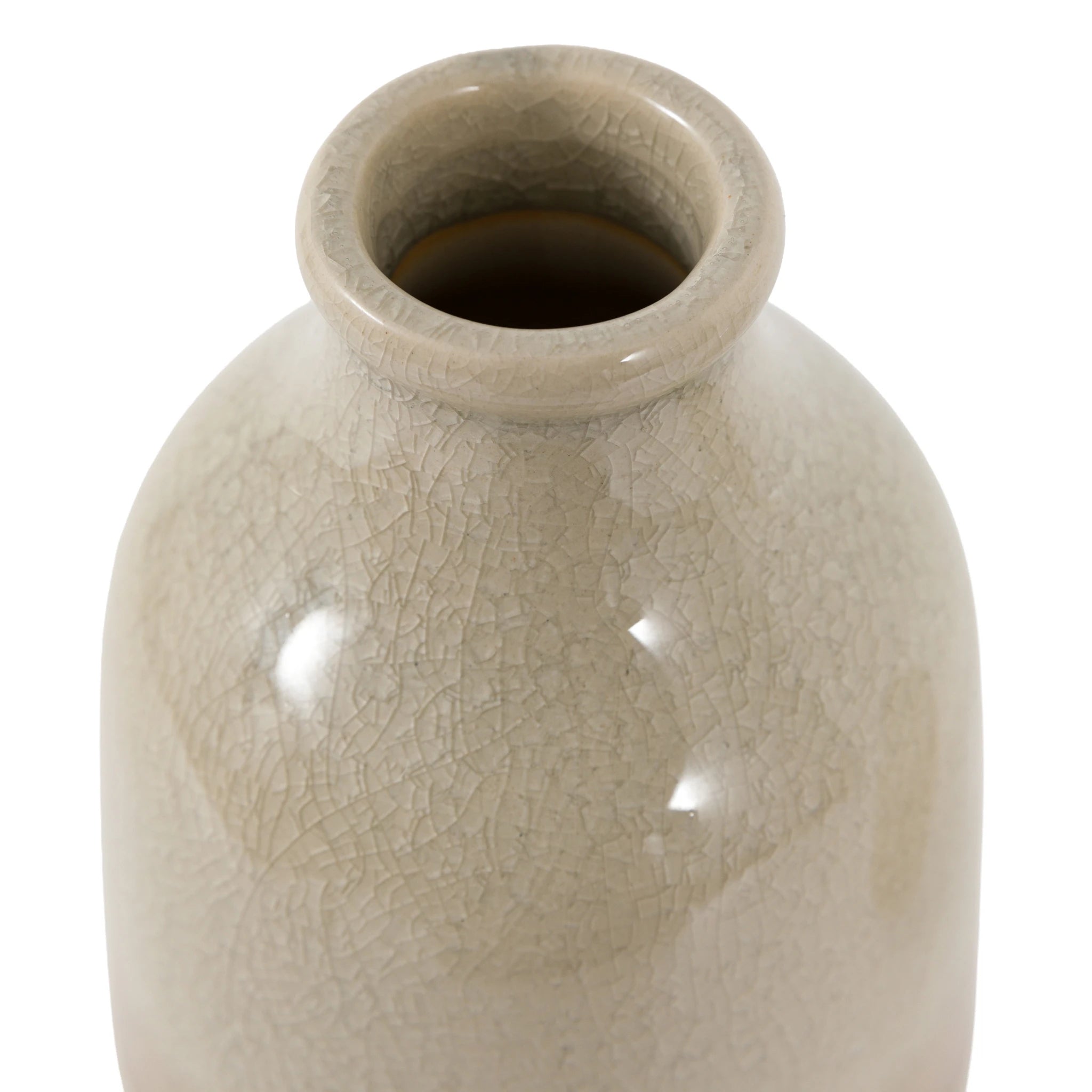 Set of 2 Cerella Crackle Glaze Natural Ceramic Bud Vases
