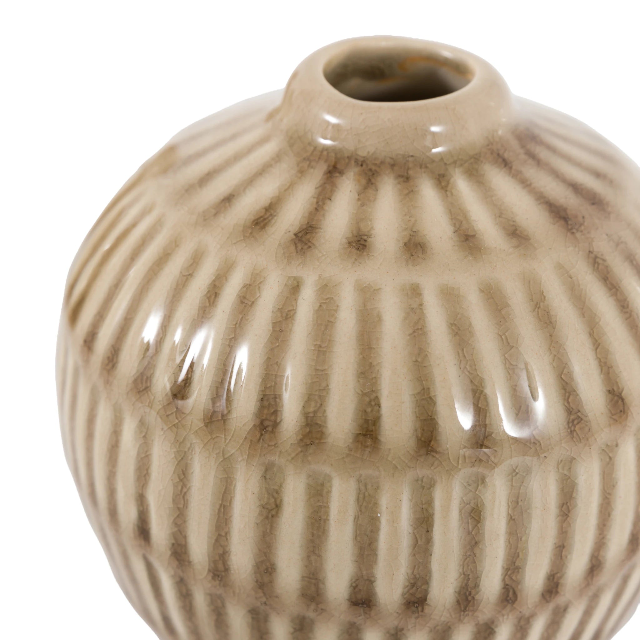 Set of 3 Terranova Ceramic Ridged Natural Bud Vases
