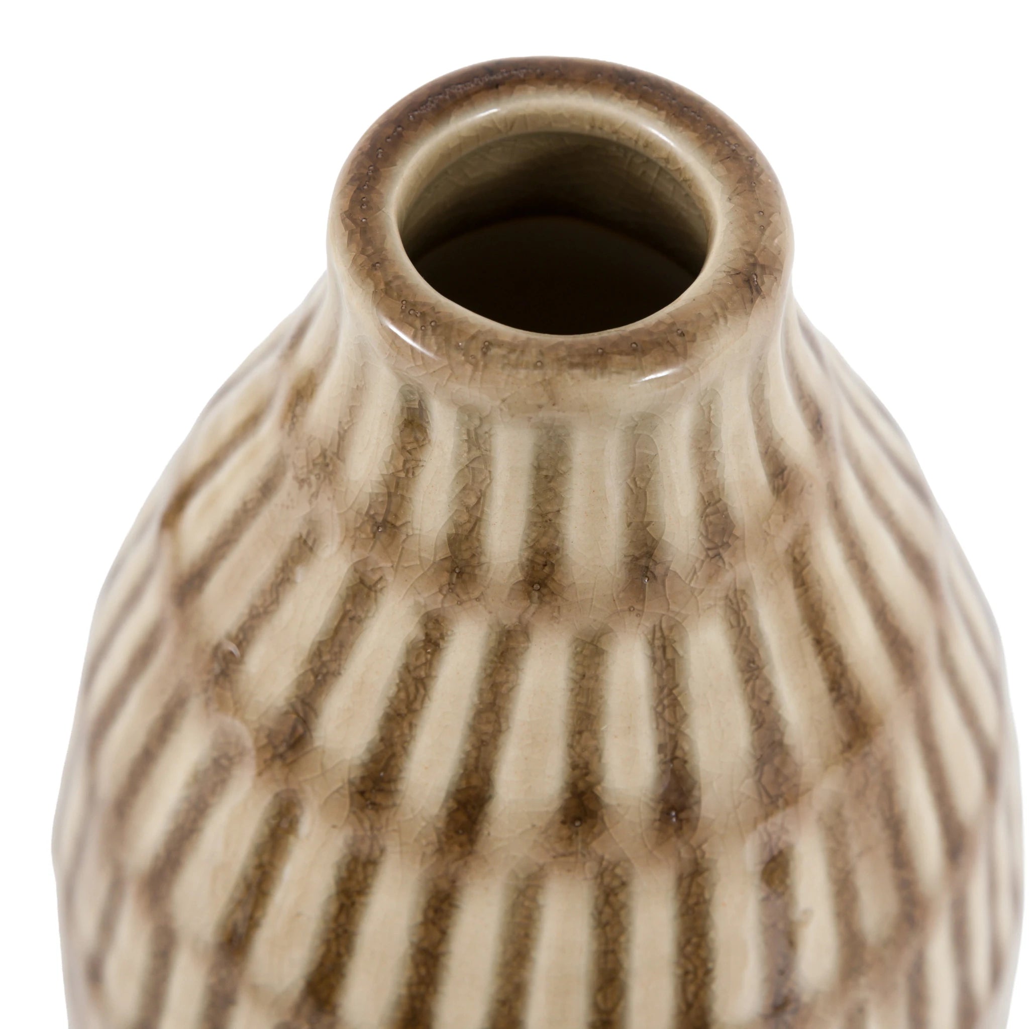 Set of 3 Terranova Ceramic Ridged Natural Bud Vases