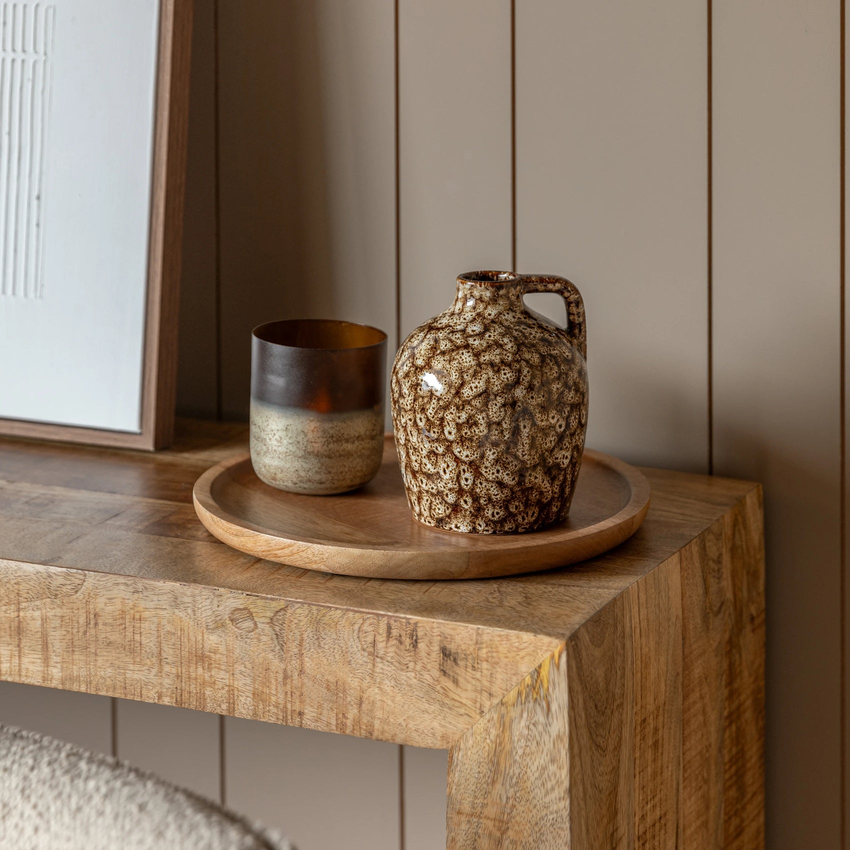 Amberplace Ceramic Reactive Glaze Brown Bottle Vase