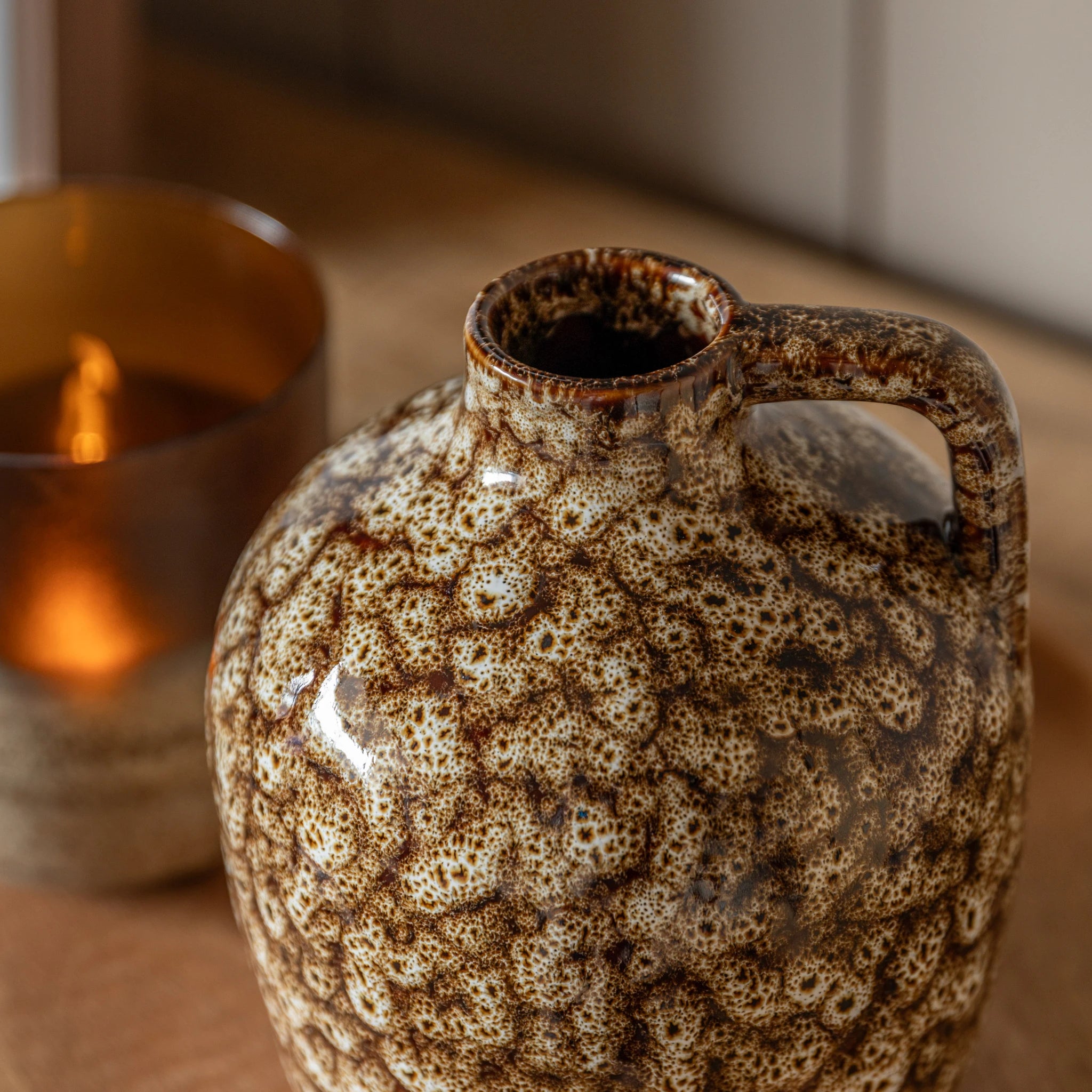 Amberplace Ceramic Reactive Glaze Brown Bottle Vase
