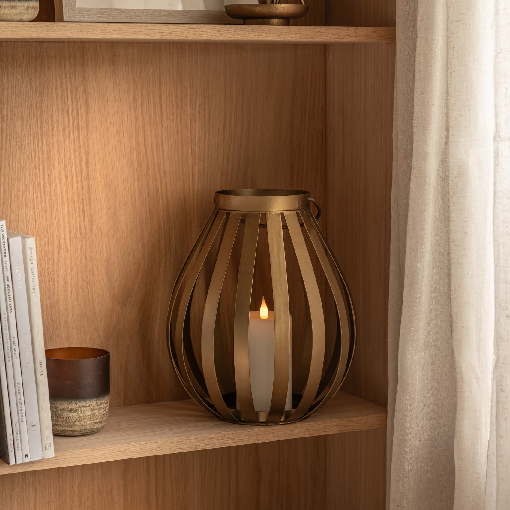 Parke Metal Bulb Gold Lantern Small