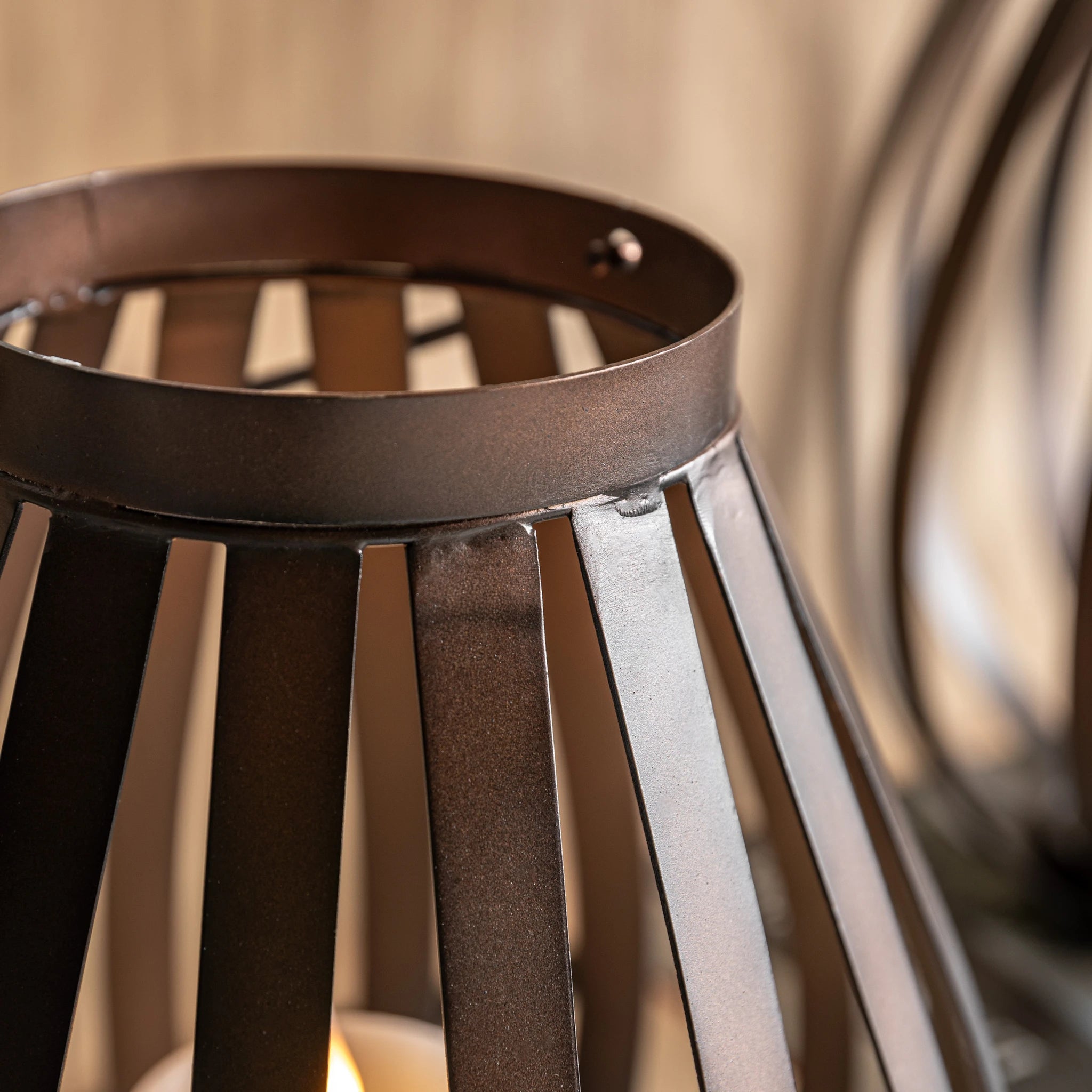 Parke Metal Bulb Brown Lantern Small