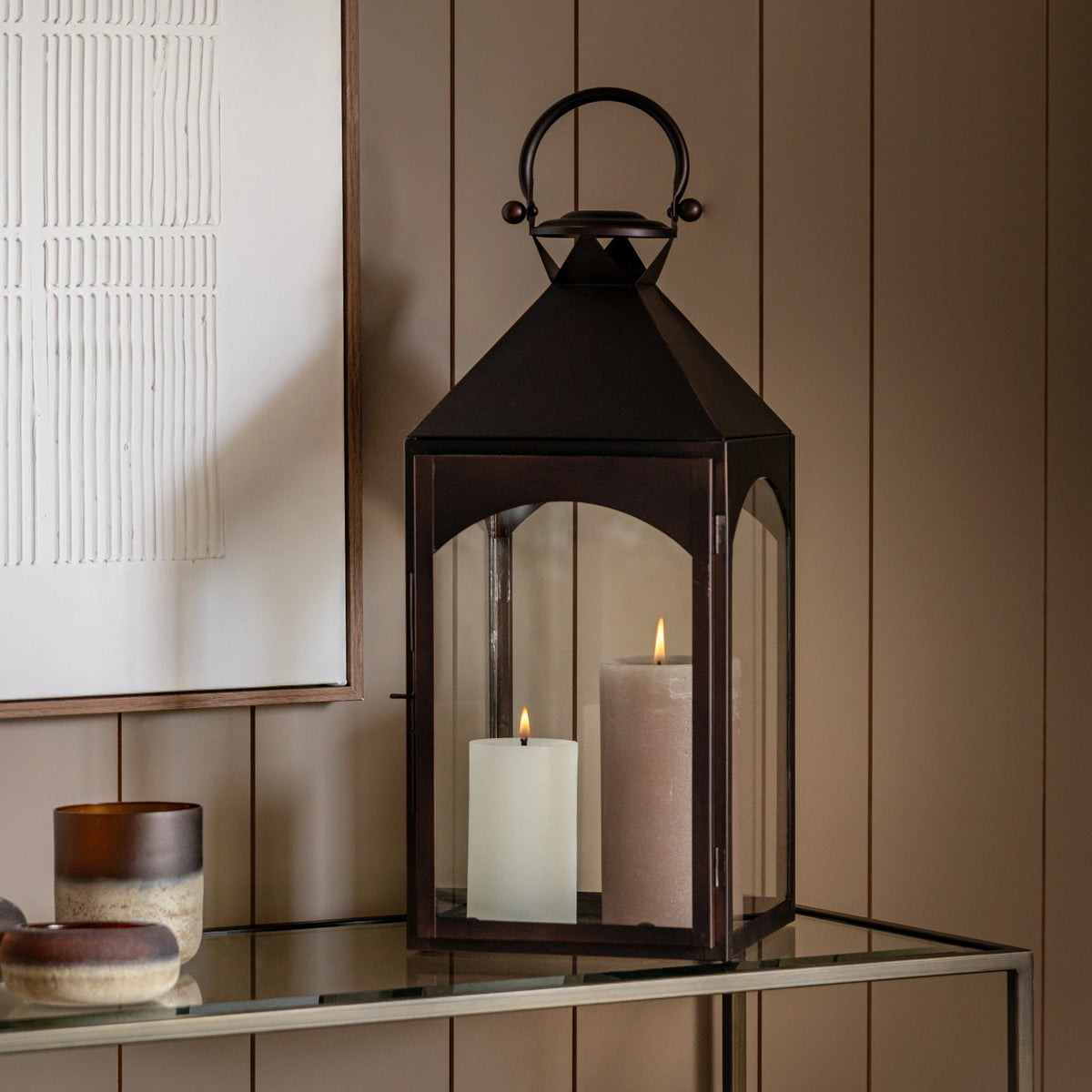 Parke Metal Brown Lantern Large