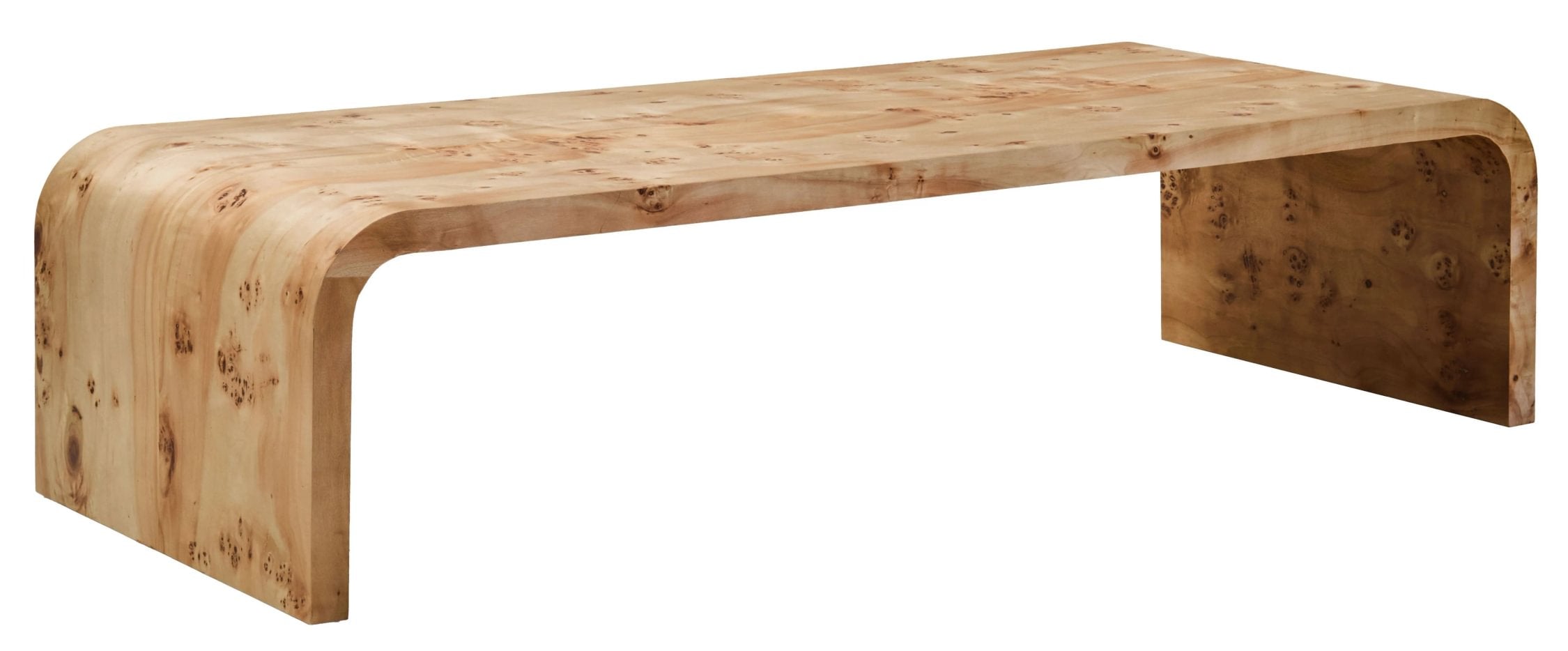 Marlow Burl Wood Design Curved Coffee Table