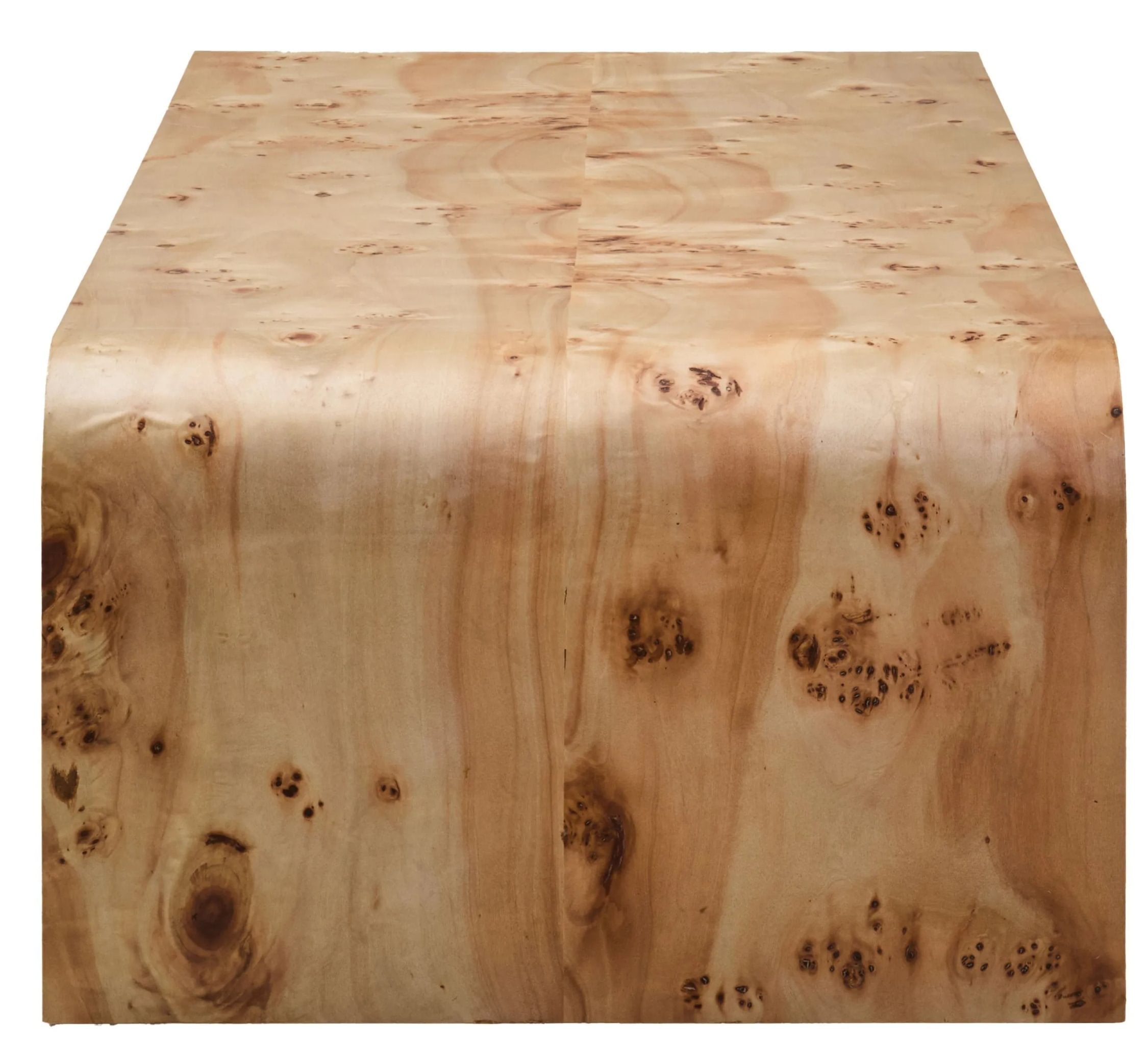 Marlow Burl Wood Design Curved Coffee Table