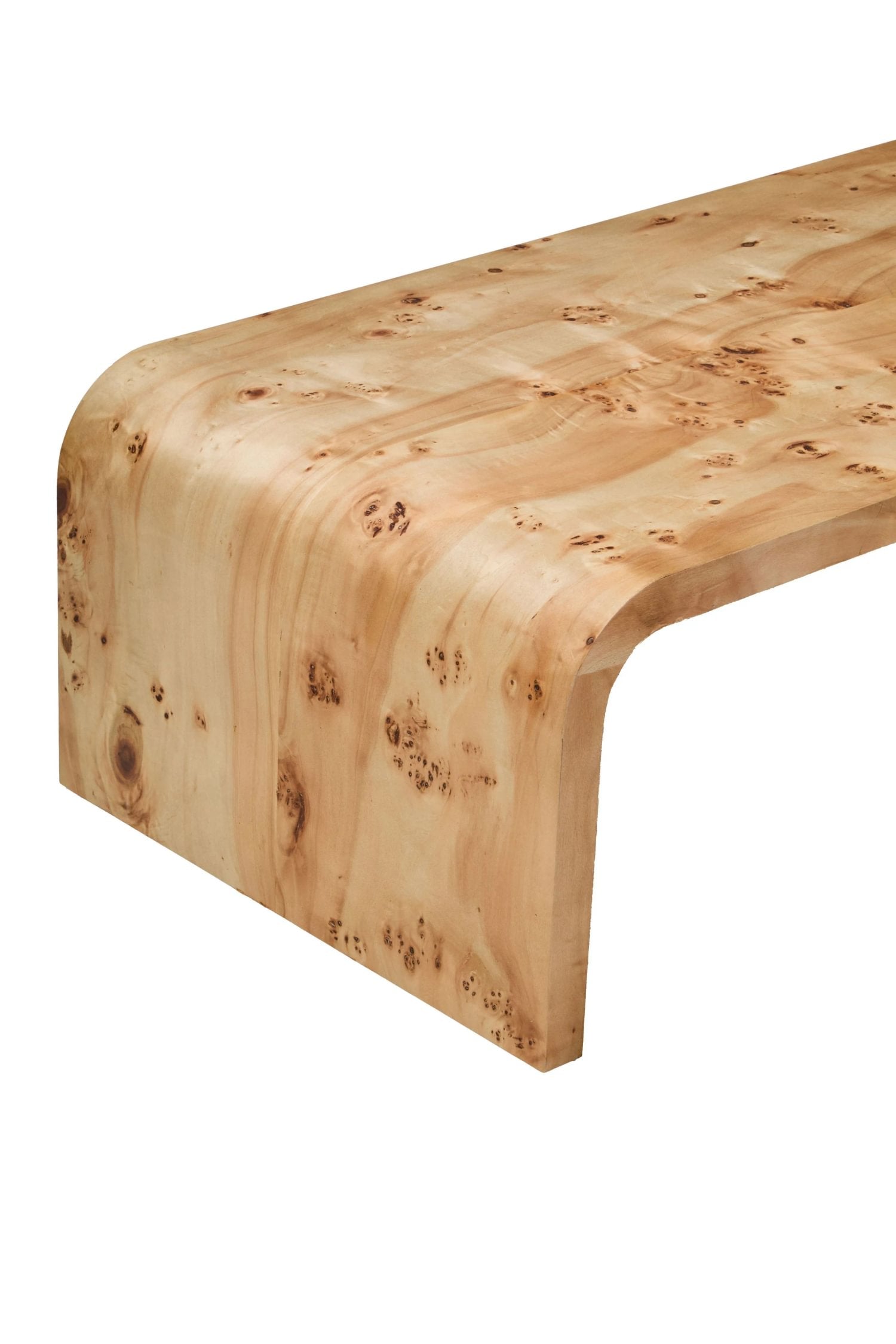Marlow Burl Wood Design Curved Coffee Table