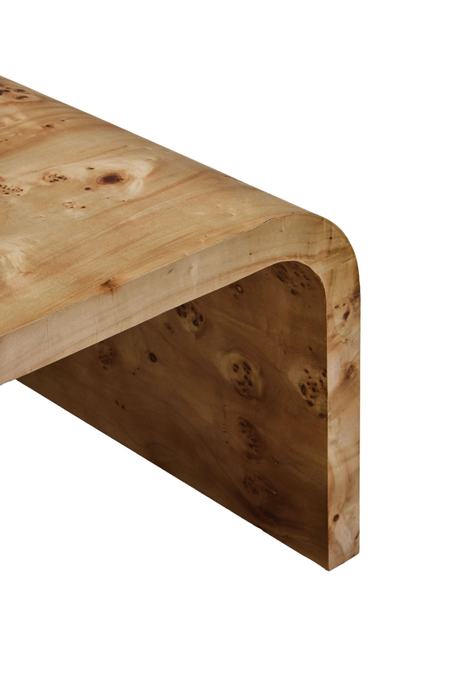 Marlow Burl Wood Design Curved Coffee Table