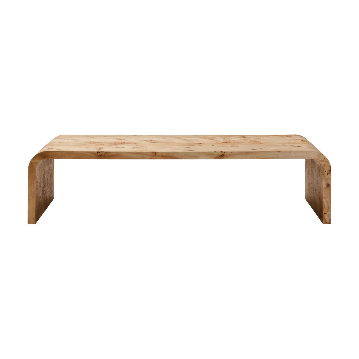 Marlow Burl Wood Design Curved Coffee Table