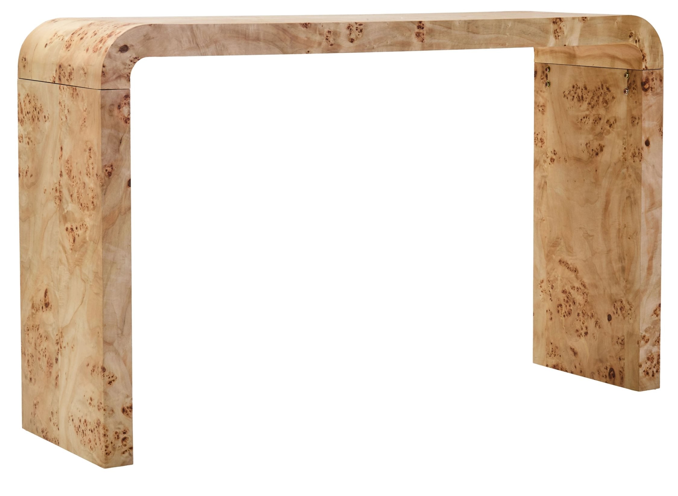 Marlow Burl Wood Design Curved Console Table