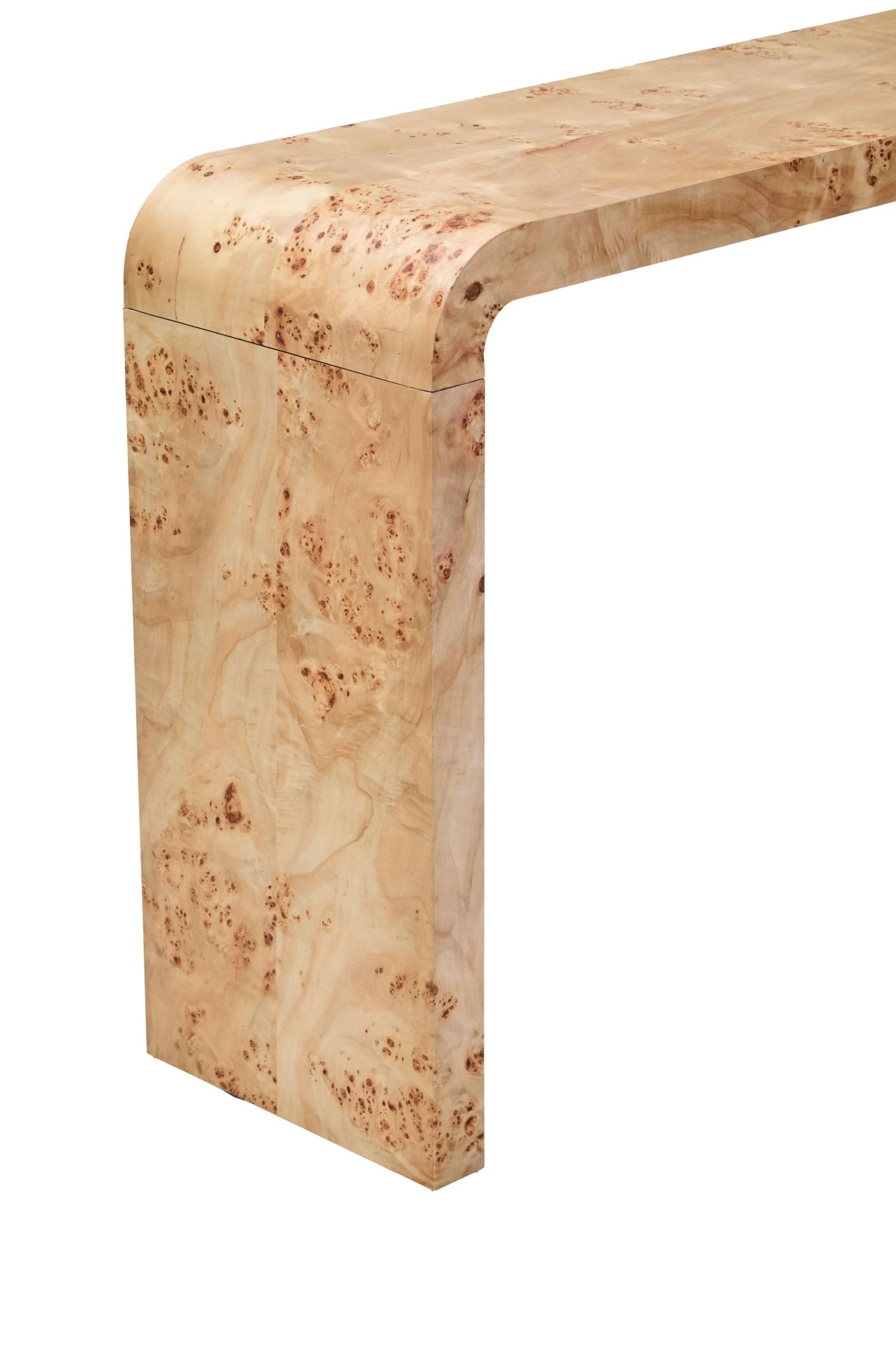 Marlow Burl Wood Design Curved Console Table