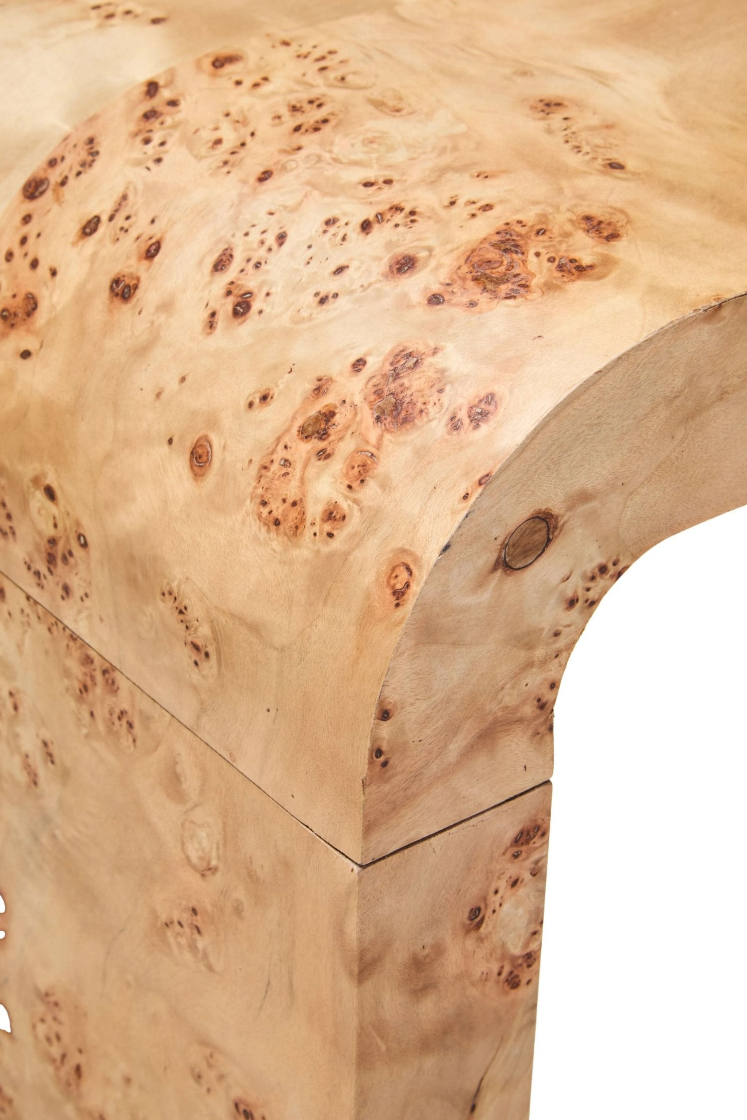 Marlow Burl Wood Design Curved Console Table