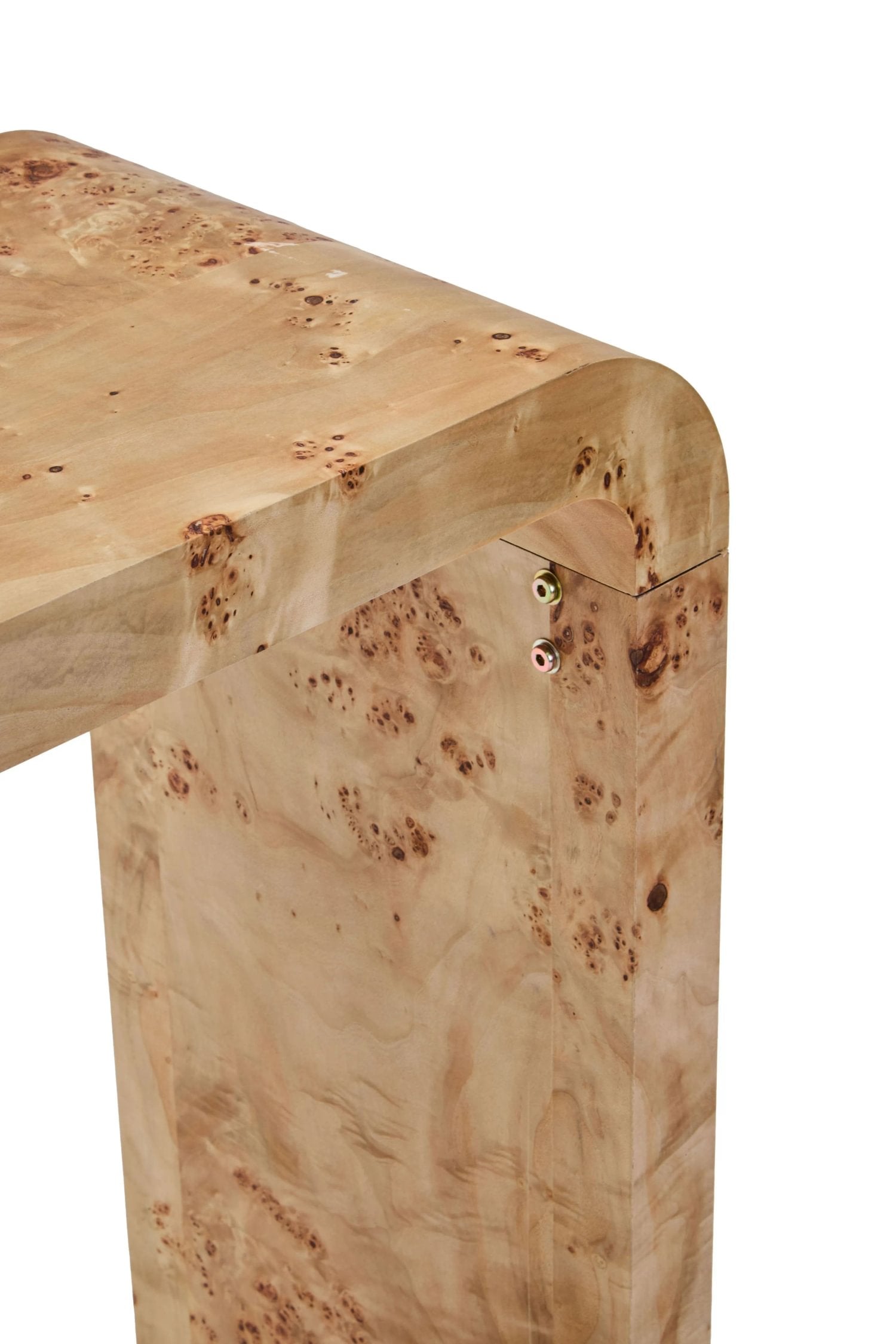 Marlow Burl Wood Design Curved Console Table