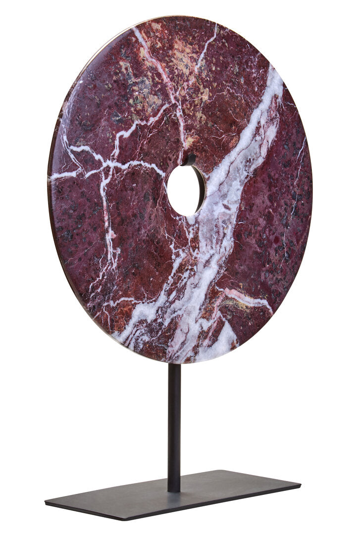 Toluca Medium Red Marble Round 25cm Disc Sculpture