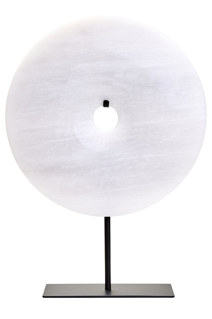 Visso Medium Round 25cm Grey Marble Disc Sculpture