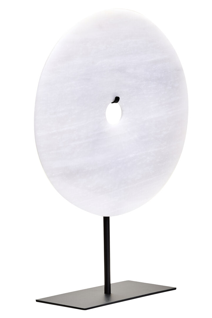 Visso Large Round 30cm Grey Marble Disc Sculpture