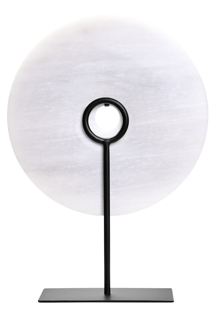 Visso Large Round 30cm Grey Marble Disc Sculpture