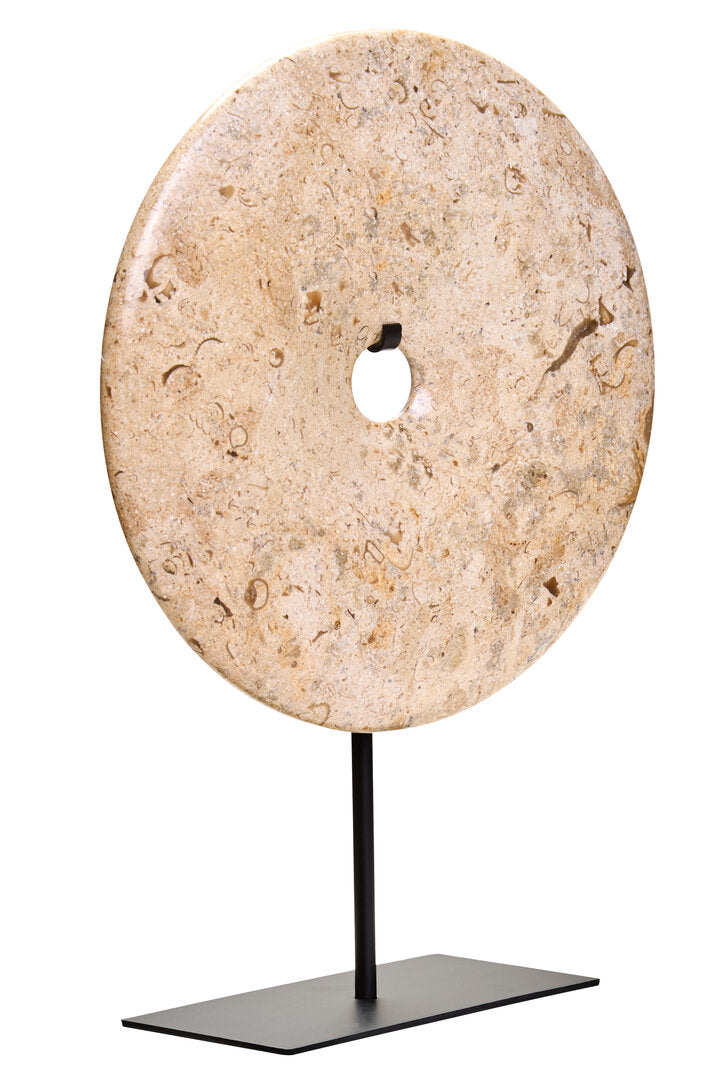 Visso Large Natural Speckled Marble Round 30cm Disc Sculpture
