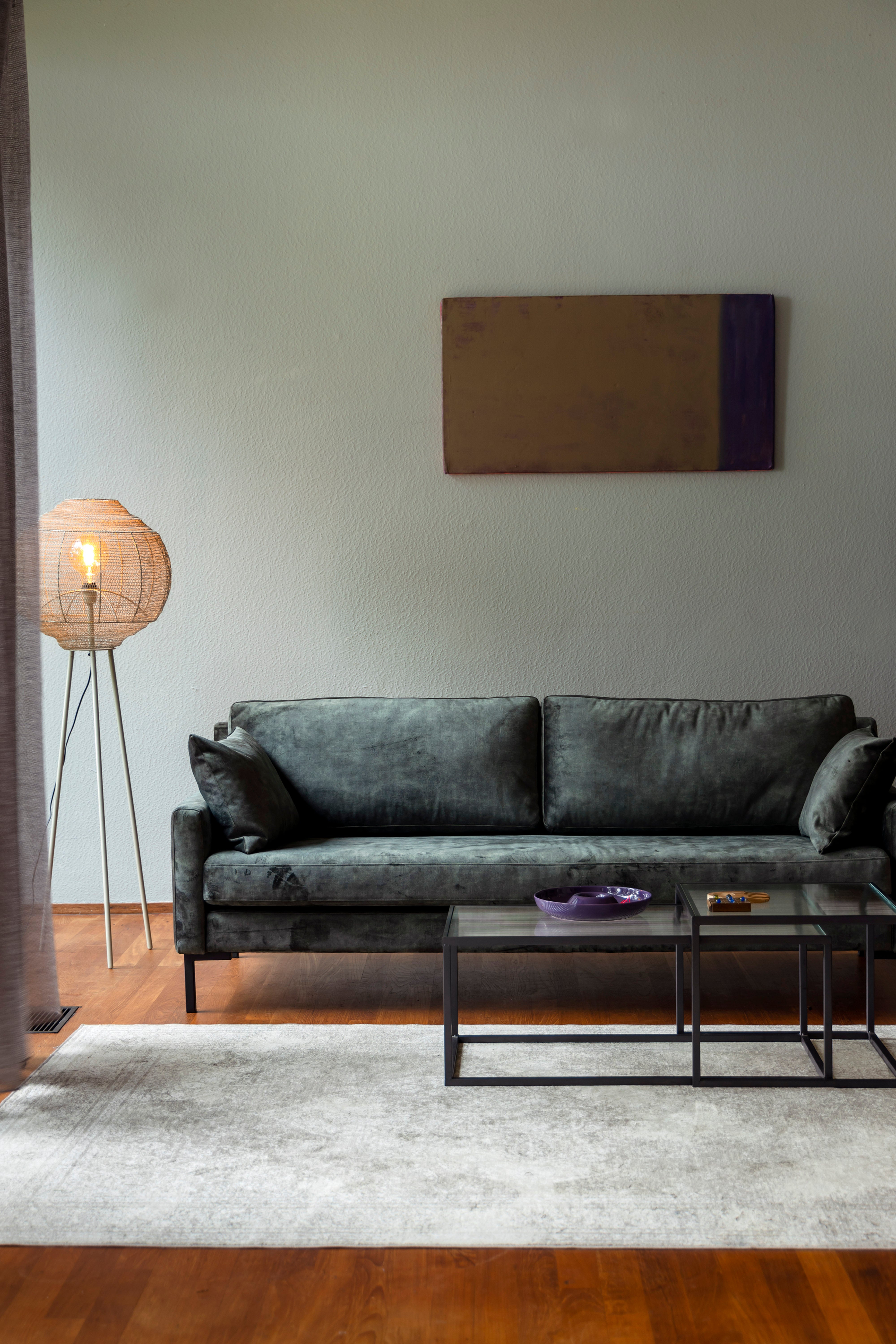 Dutchbone Meezan Sand Grey Metal Weave Floor Lamp