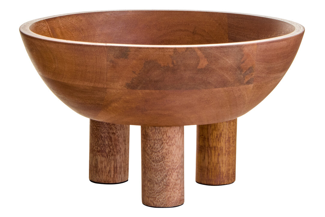 Nikko Mango Wood Serving or Fruit Bowl with Footed Base