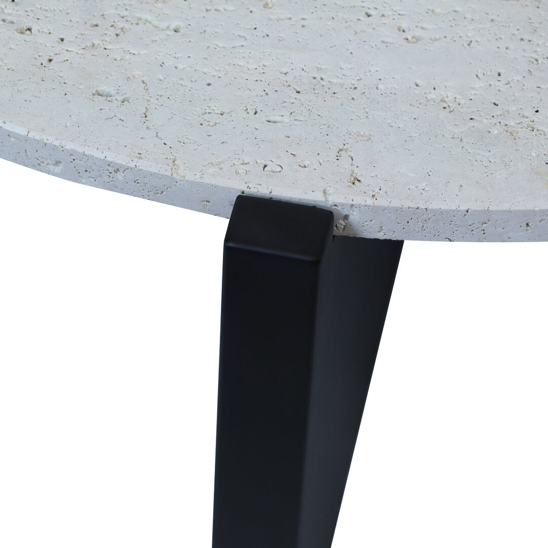 Cruz Travertine Top Coffee Table With Black Acacia Wood Frame