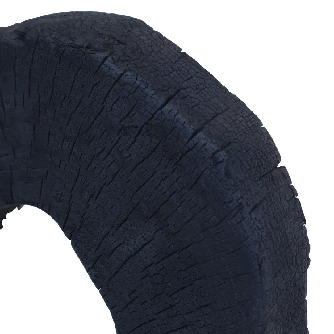Amo Black Mango Wood Sculpture with Travertine Base