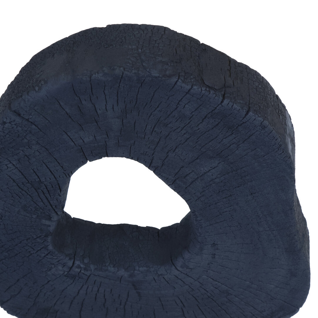 Amo Black Mango Wood Sculpture with Travertine Base