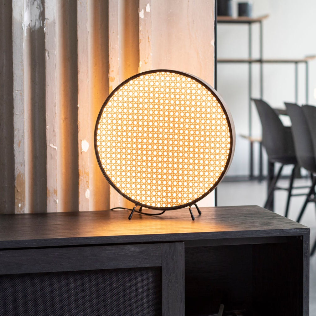 Zuiver Sien Brown Wood & Rattan Table Lamp