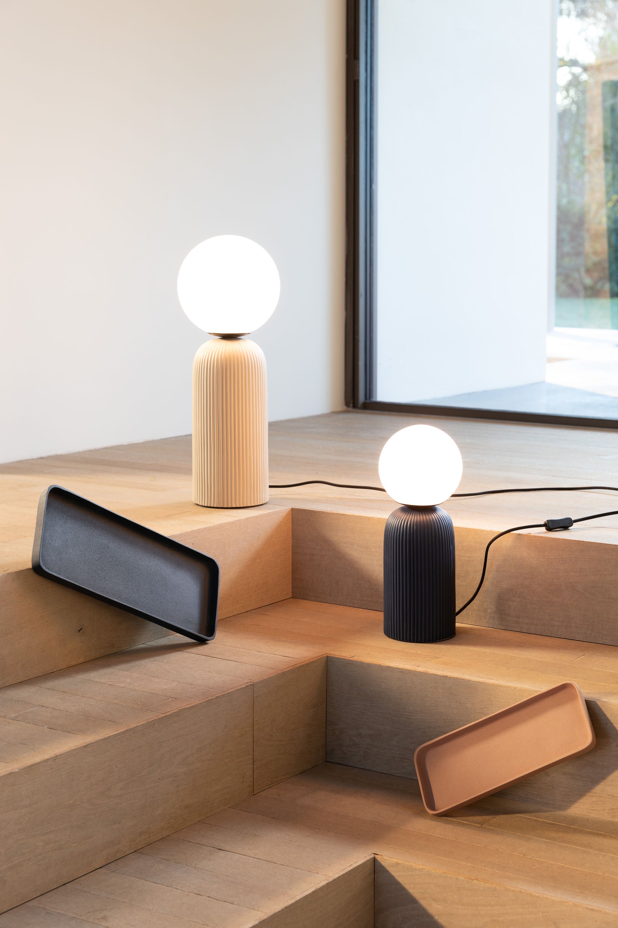 Zuiver Dash Ribbed Ceramic Royal Blue Table Lamp Small