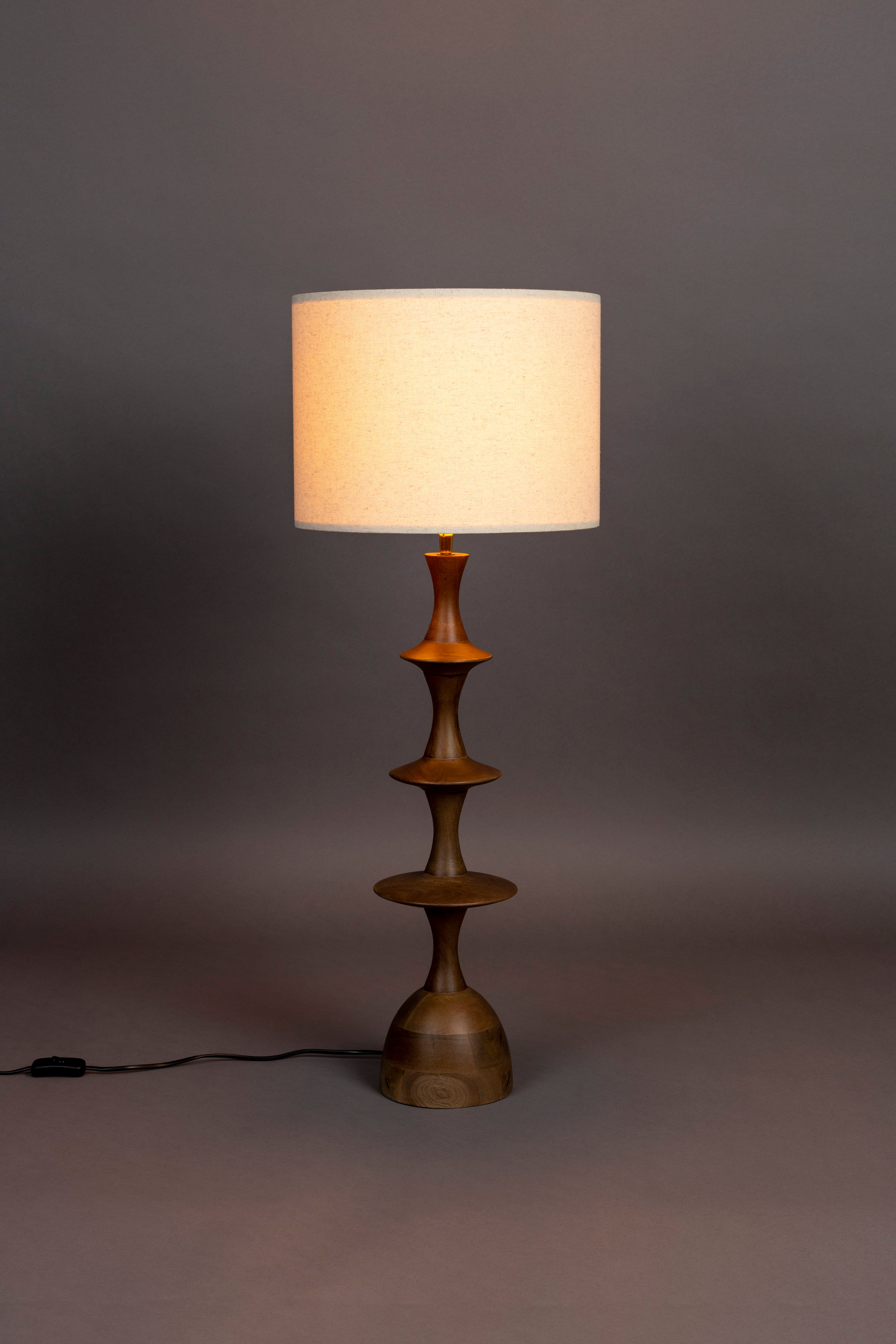 Dutchbone Cath Brown Mango Wood Tiered Table Lamp