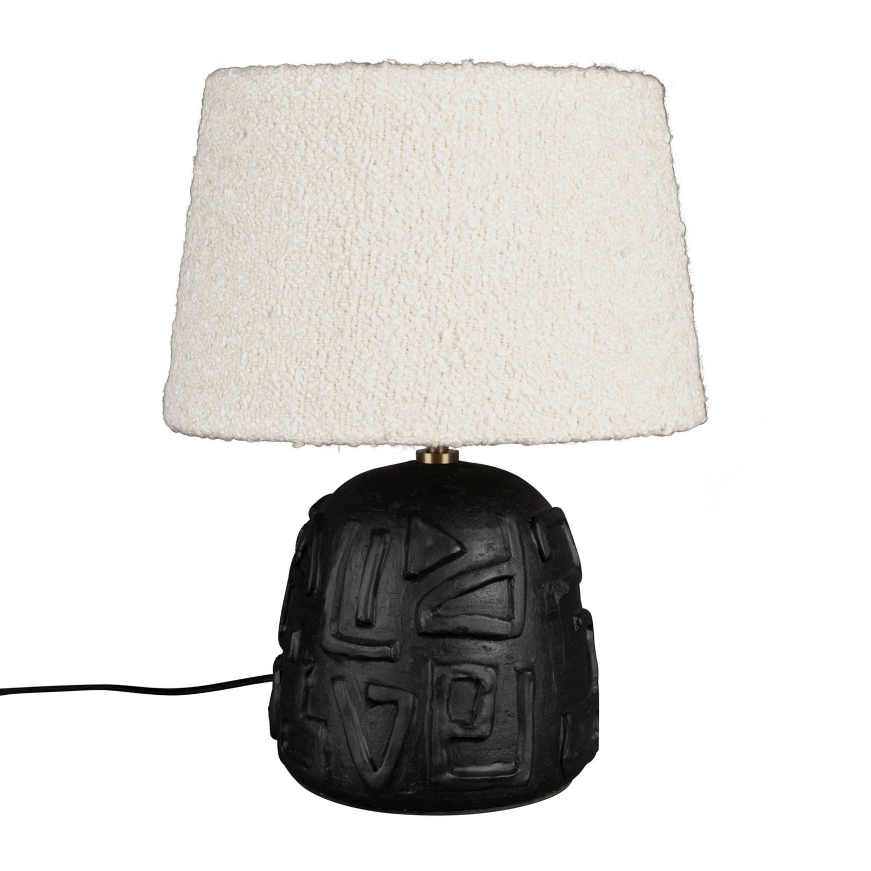 Dutchbone Renzo Handmade Black Base & White Boucle Table Lamp