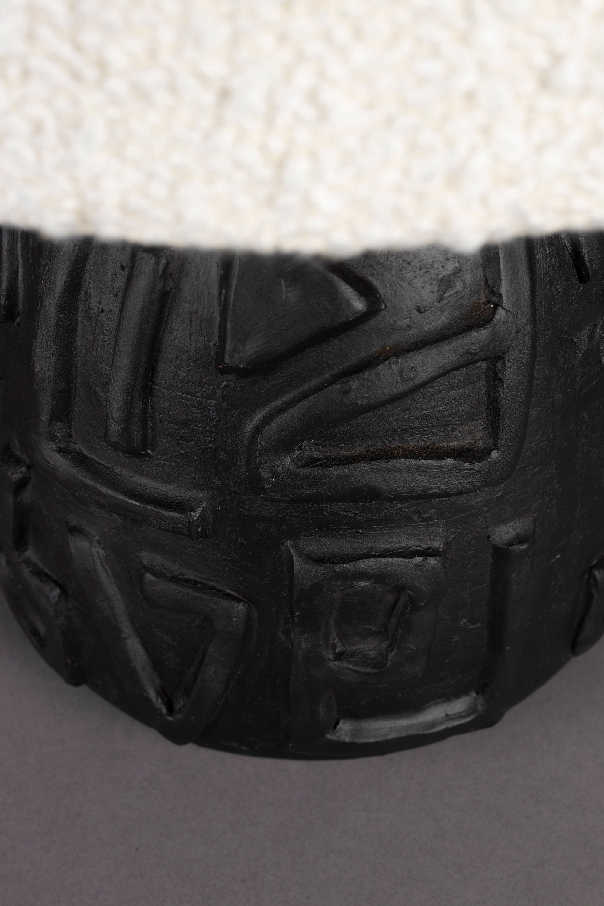 Dutchbone Renzo Handmade Black Base & White Boucle Table Lamp