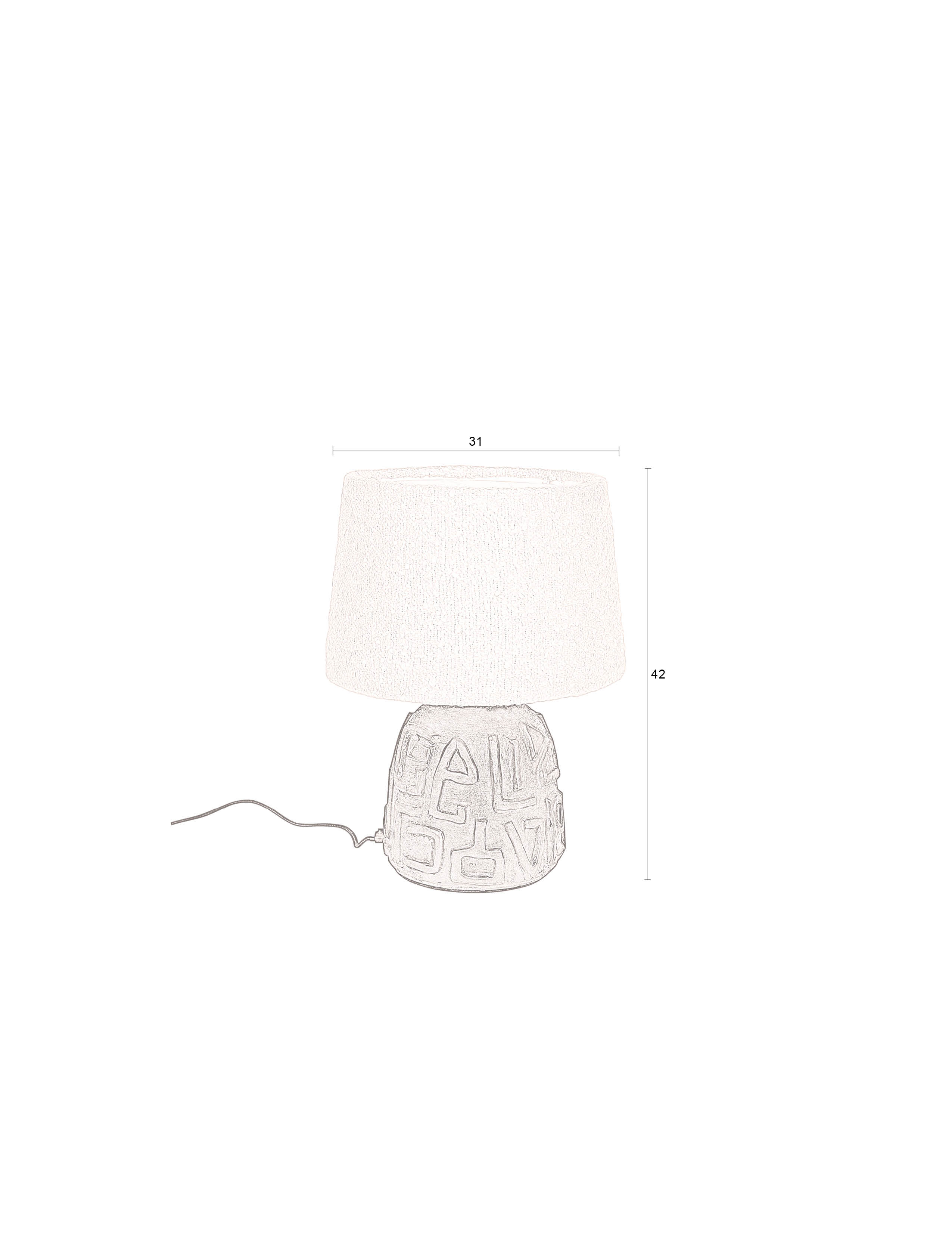 Dutchbone Renzo Handmade Black Base & White Boucle Table Lamp