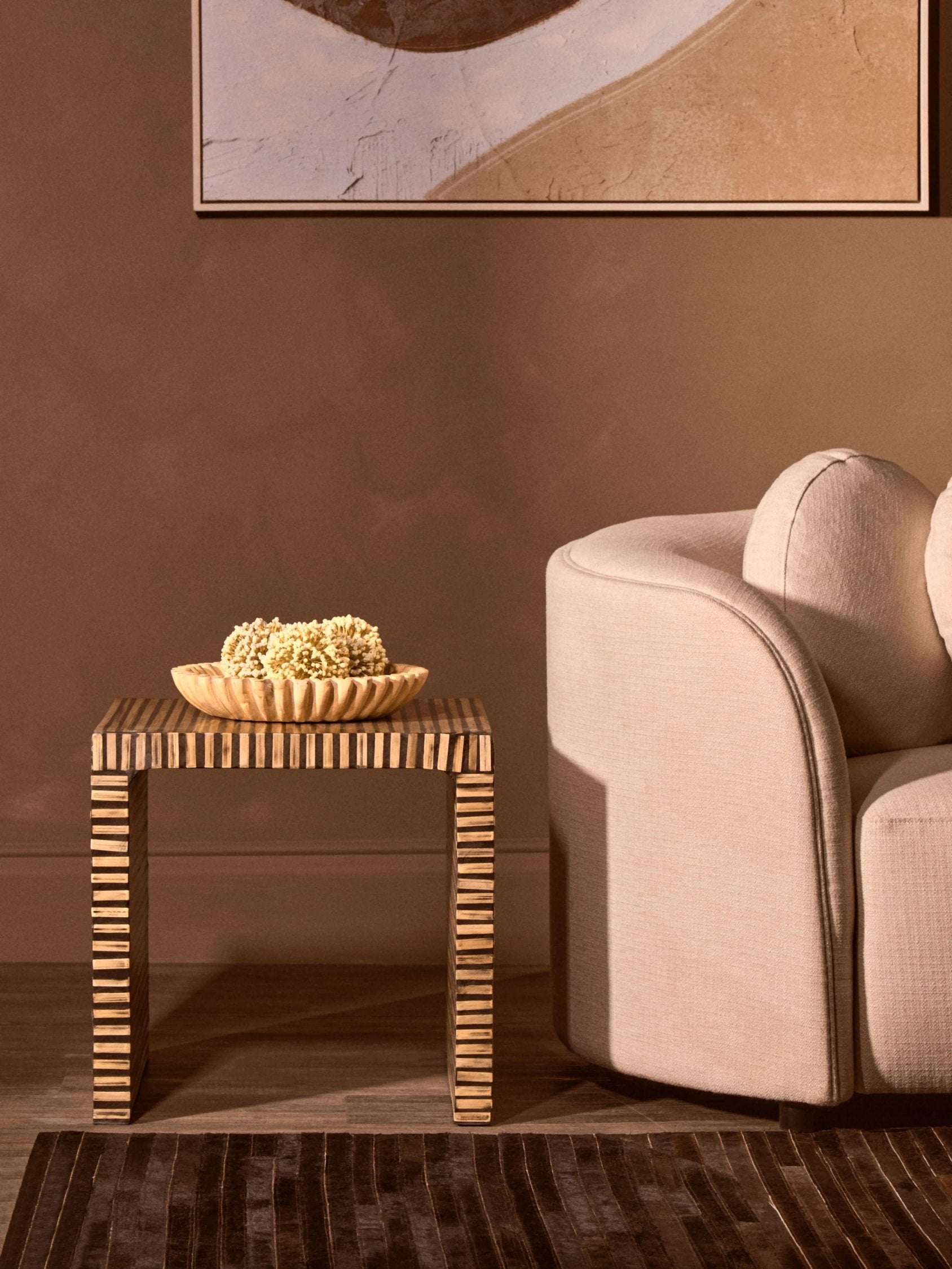 Florence Large Ochre Fluted Marble Bowl