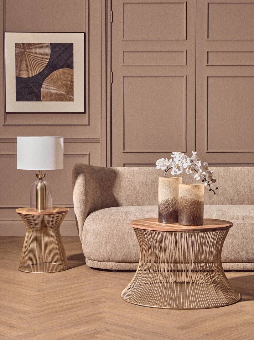 Celina Clear Glass & Antique Brass Finish Metal Table Lamp