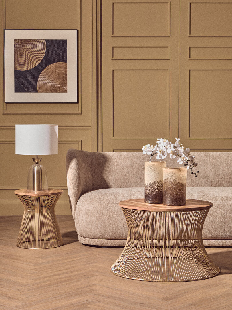 Celina Clear Glass & Antique Brass Finish Metal Table Lamp
