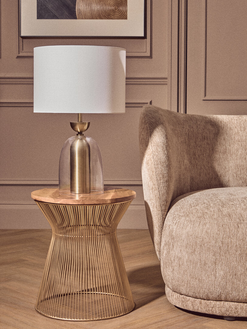 Celina Clear Glass & Antique Brass Finish Metal Table Lamp