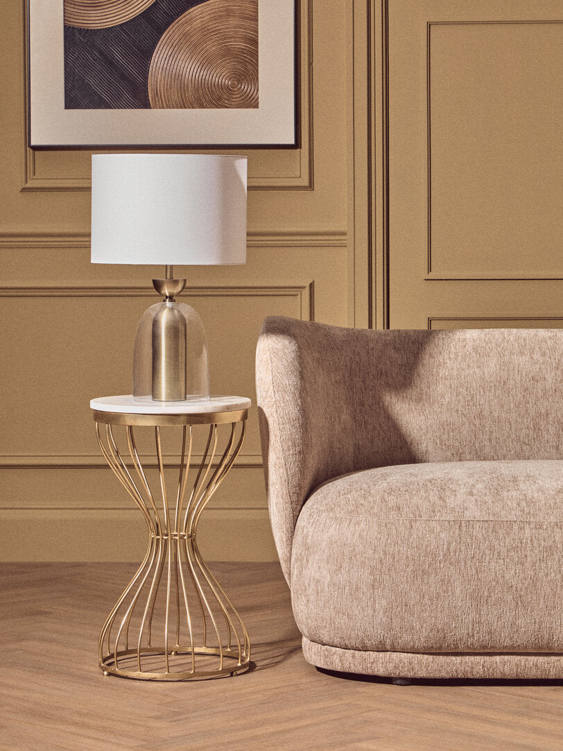 Celina Clear Glass & Antique Brass Finish Metal Table Lamp