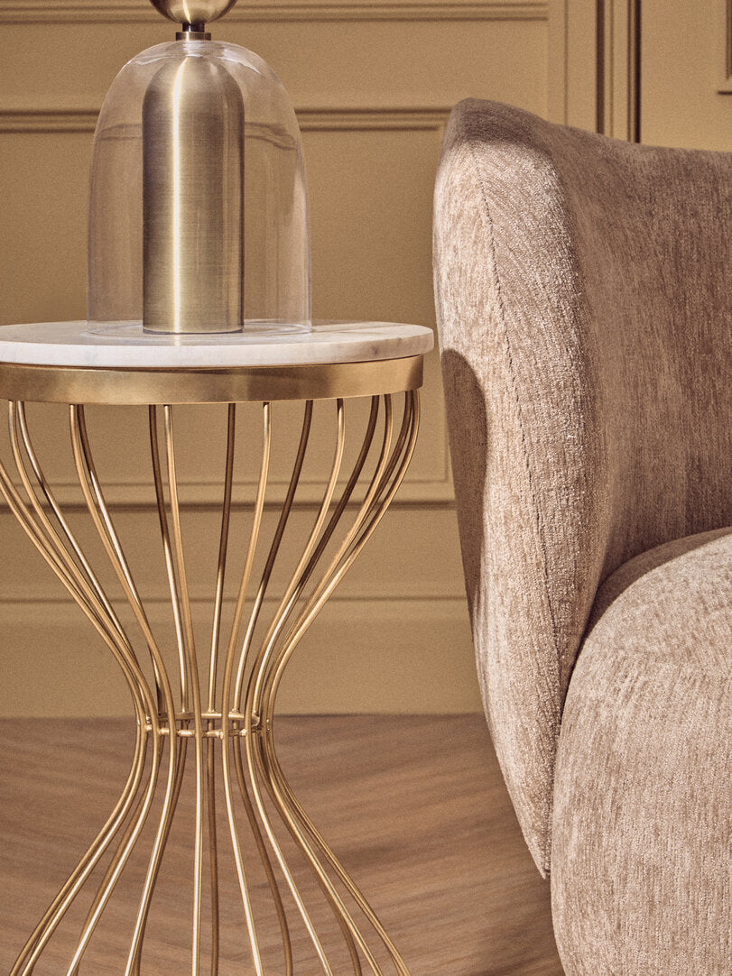 Celina Clear Glass & Antique Brass Finish Metal Table Lamp