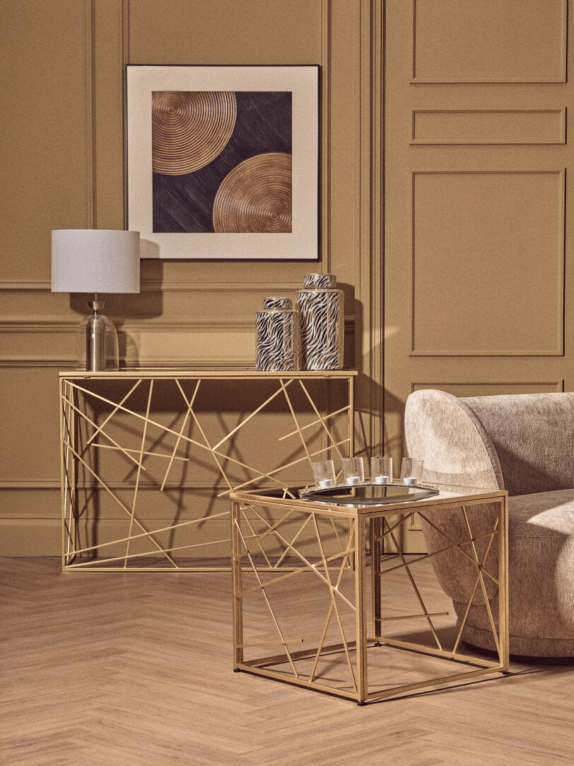 Celina Clear Glass & Antique Brass Finish Metal Table Lamp