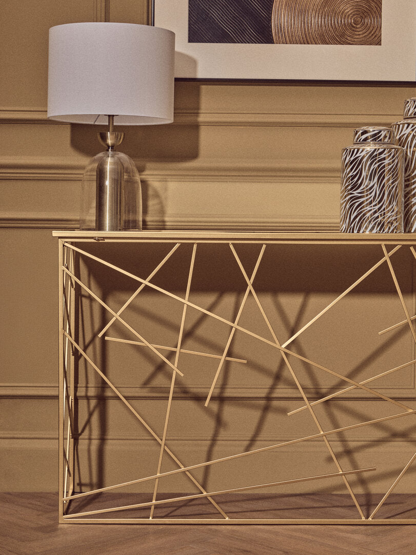 Celina Clear Glass & Antique Brass Finish Metal Table Lamp