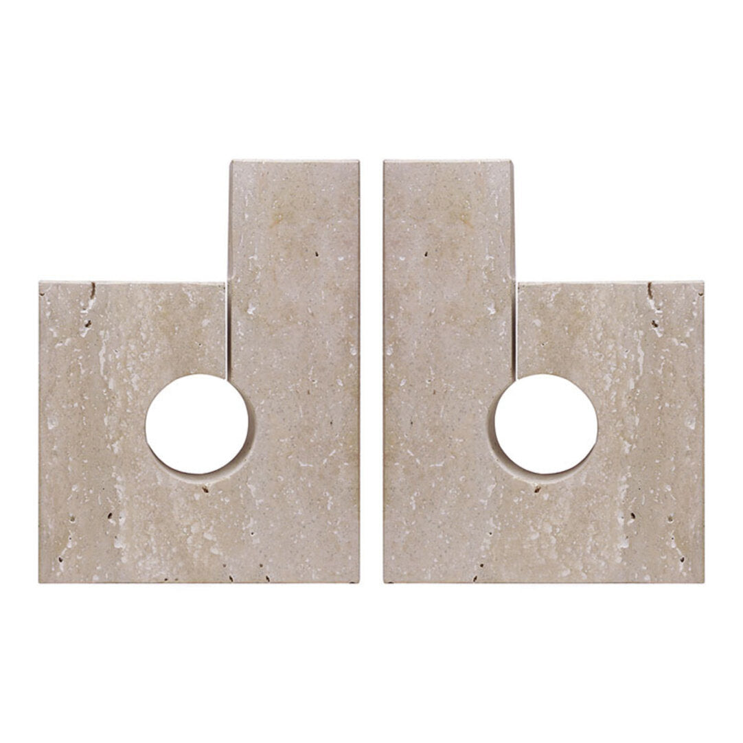 Amo Set of 2 Sculptural Travertine Bookends