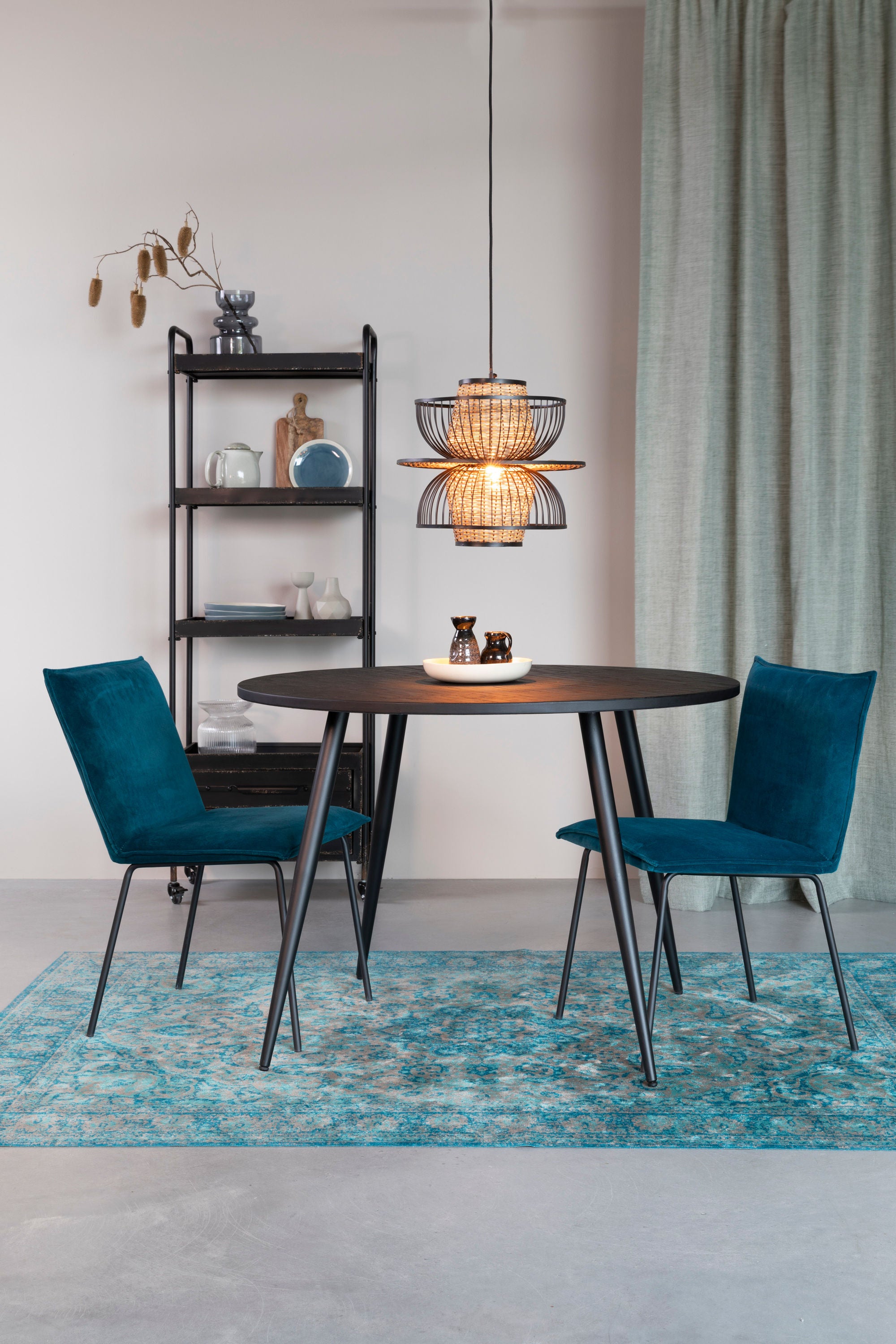 Carmen Black & Natural Rattan Pendant Lamp Large