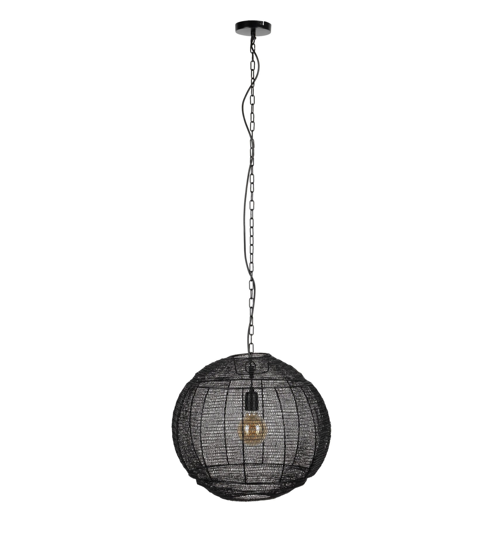 Dutchbone Meezan Black Metal Weave Pendant Light Medium