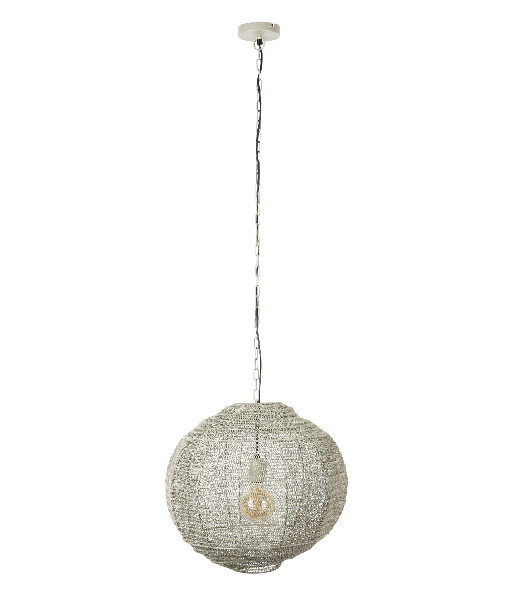 Dutchbone Meezan Sand Grey Metal Weave Pendant Lamp Medium