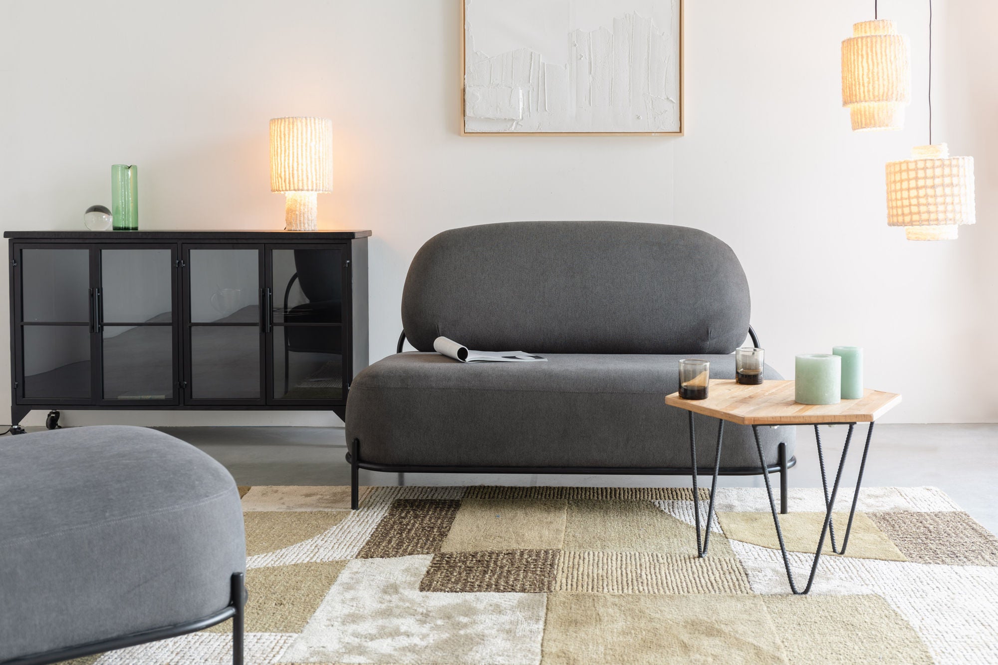 Arjun Beige Cotton Wide Pendant Lamp