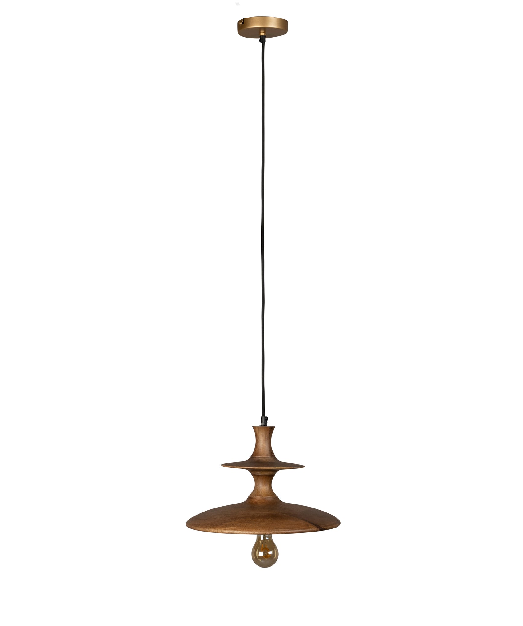 Dutchbone Cath Brown Mango Wood Tiered Pendant Light Small
