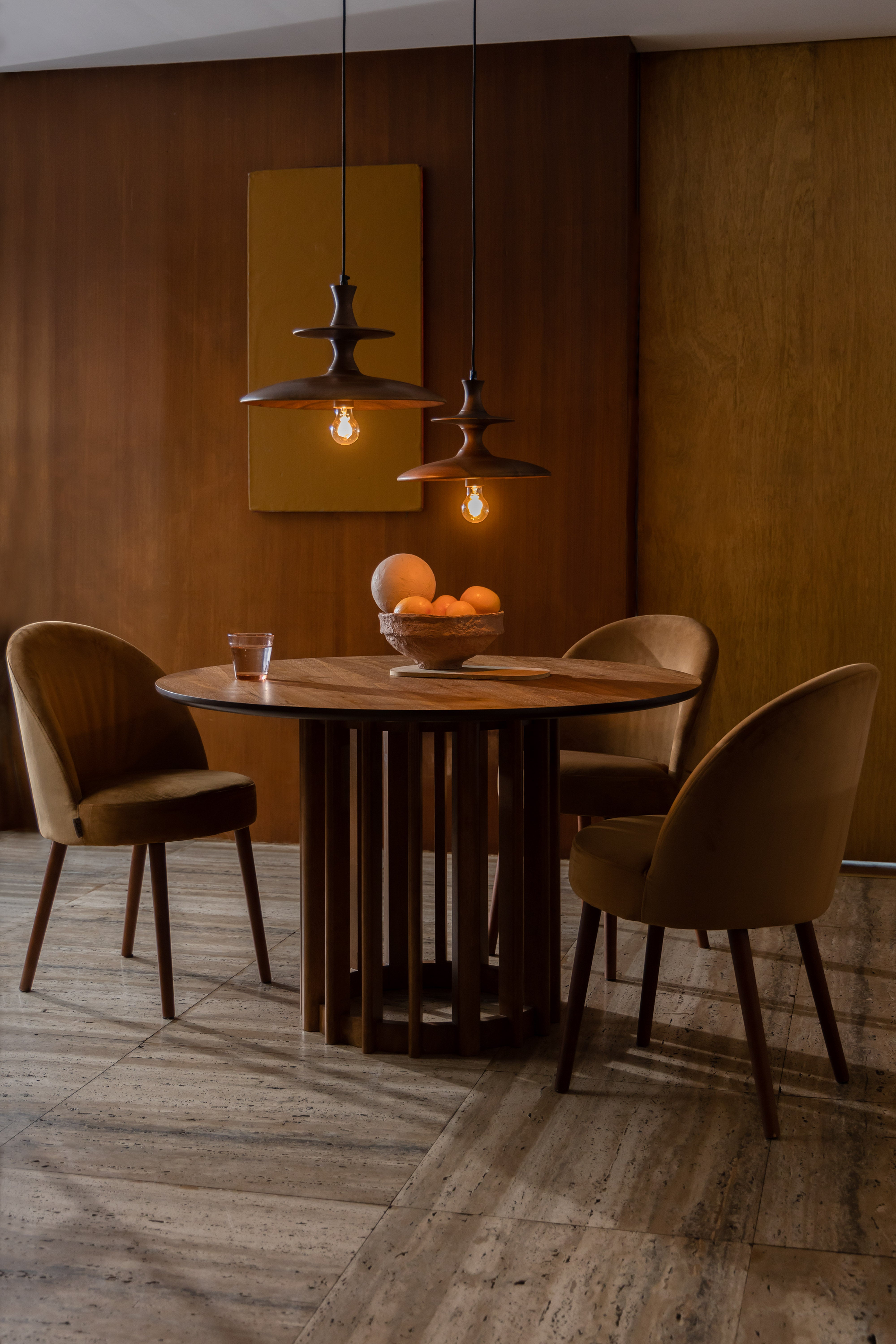 Dutchbone Cath Brown Mango Wood Tiered Pendant Light Small