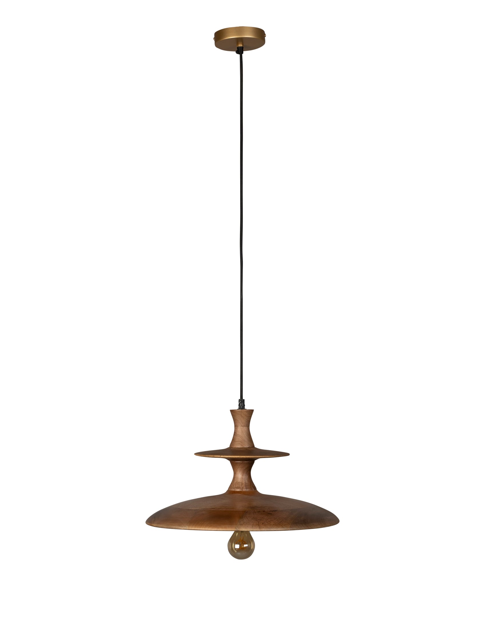 Dutchbone Cath Brown Mango Wood Tiered Pendant Light Large