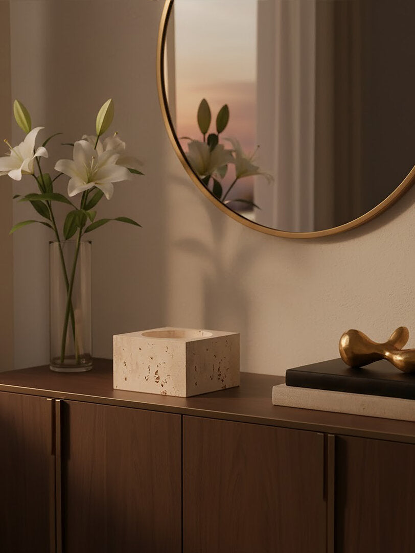 Amo Travertine Square Decorative Bowl
